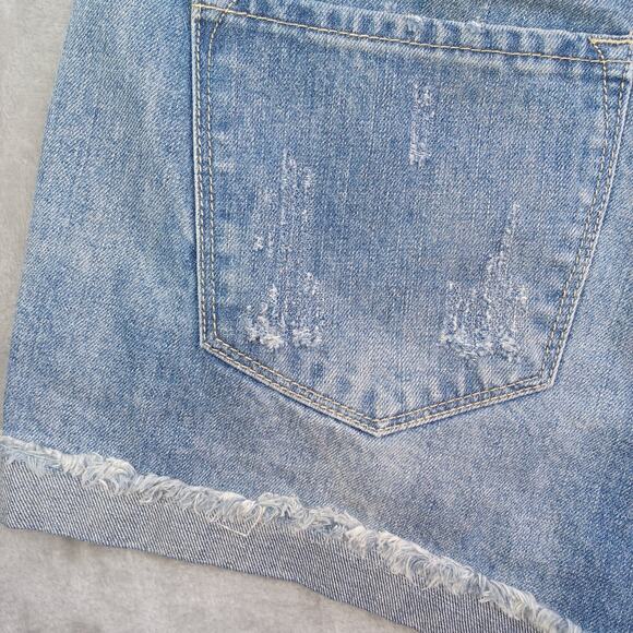 Kancan Distressed Denim Jean Shorts Women's Large W28 Blue Cuffed Mid KC5142YT - Picture 7 of 13